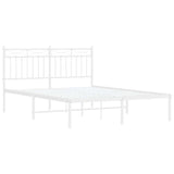 Metal Bed Frame without Mattress with Headboard White 135x190 cm