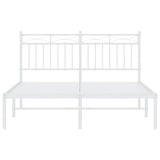Metal Bed Frame without Mattress with Headboard White 135x190 cm - Rear View