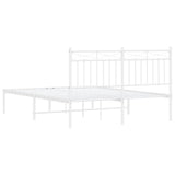 Metal Bed Frame without Mattress with Headboard White 135x190 cm
