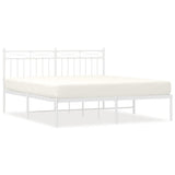 Metal Bed Frame without Mattress with Headboard White 150x200 cm - Front View