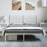 Metal Bed Frame without Mattress with Headboard White 150x200 cm - Side View