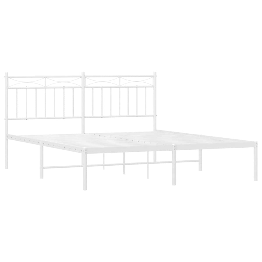 Metal Bed Frame without Mattress with Headboard White 150x200 cm