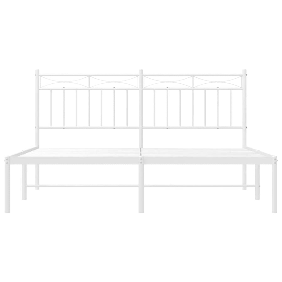 Metal Bed Frame without Mattress with Headboard White 150x200 cm