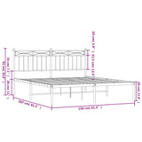 Metal Bed Frame without Mattress with Headboard White 150x200 cm - Extra Image