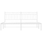 Metal Bed Frame without Mattress with Headboard White 183x203 cm King