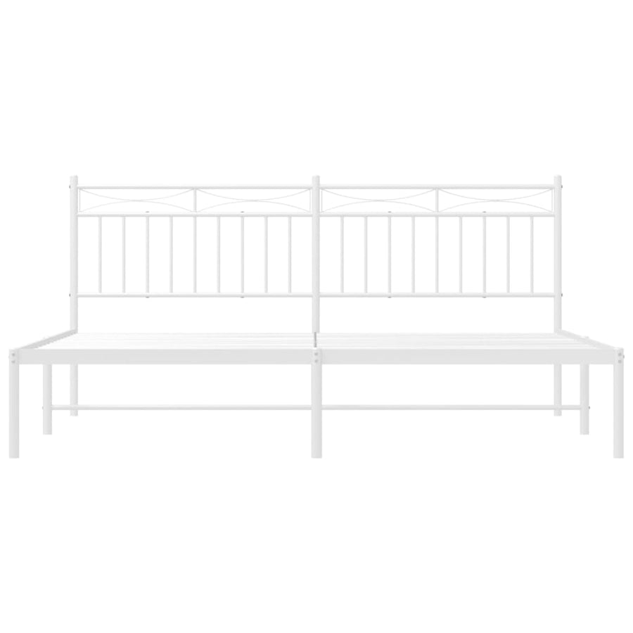 Metal Bed Frame without Mattress with Headboard White 183x203 cm King