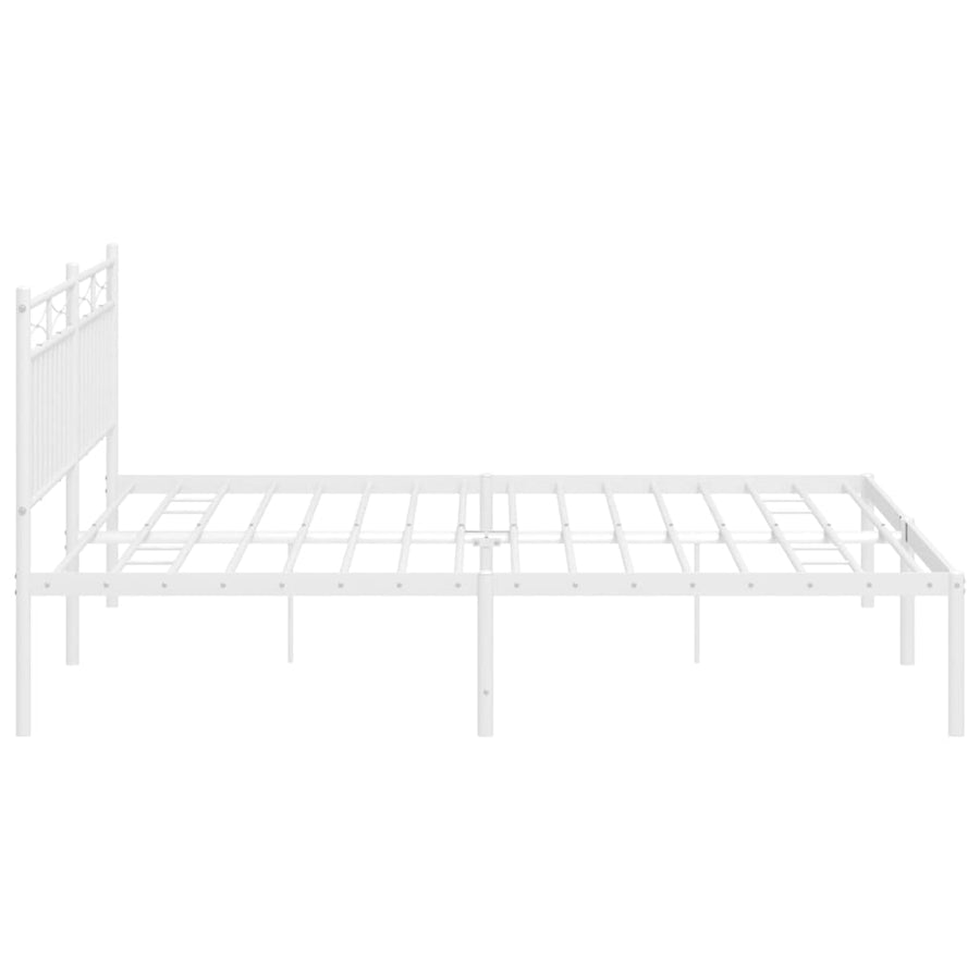 Metal Bed Frame without Mattress with Headboard White 183x203 cm King