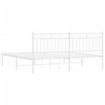 Metal Bed Frame without Mattress with Headboard White 183x203 cm King