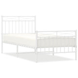 Metal Bed Frame without Mattress with Footboard White 90x190 cm
