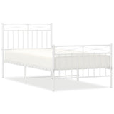 Metal Bed Frame without Mattress with Footboard White 90x190 cm - Front View