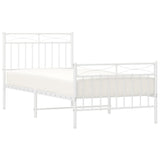 Metal Bed Frame without Mattress with Footboard White 90x190 cm - Side View