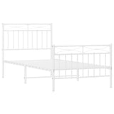 Metal Bed Frame without Mattress with Footboard White 90x190 cm - Top-Down View