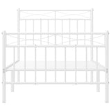 Metal Bed Frame without Mattress with Footboard White 90x190 cm
