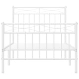Metal Bed Frame without Mattress with Footboard White 90x190 cm - 45-Degree Angle