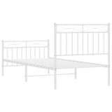 Metal Bed Frame without Mattress with Footboard White 90x190 cm - Close-Up Angle