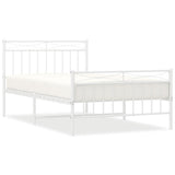 Metal Bed Frame without Mattress with Footboard White 107x203 cm King Single