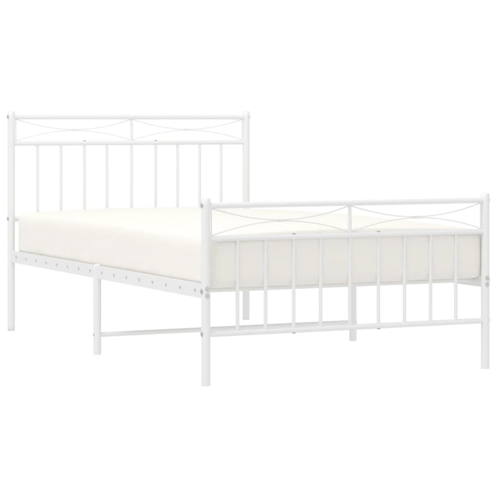 Metal Bed Frame without Mattress with Footboard White 107x203 cm King Single