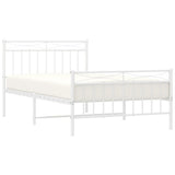 Metal Bed Frame without Mattress with Footboard White 107x203 cm King Single