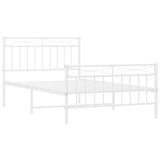 Metal Bed Frame without Mattress with Footboard White 107x203 cm King Single