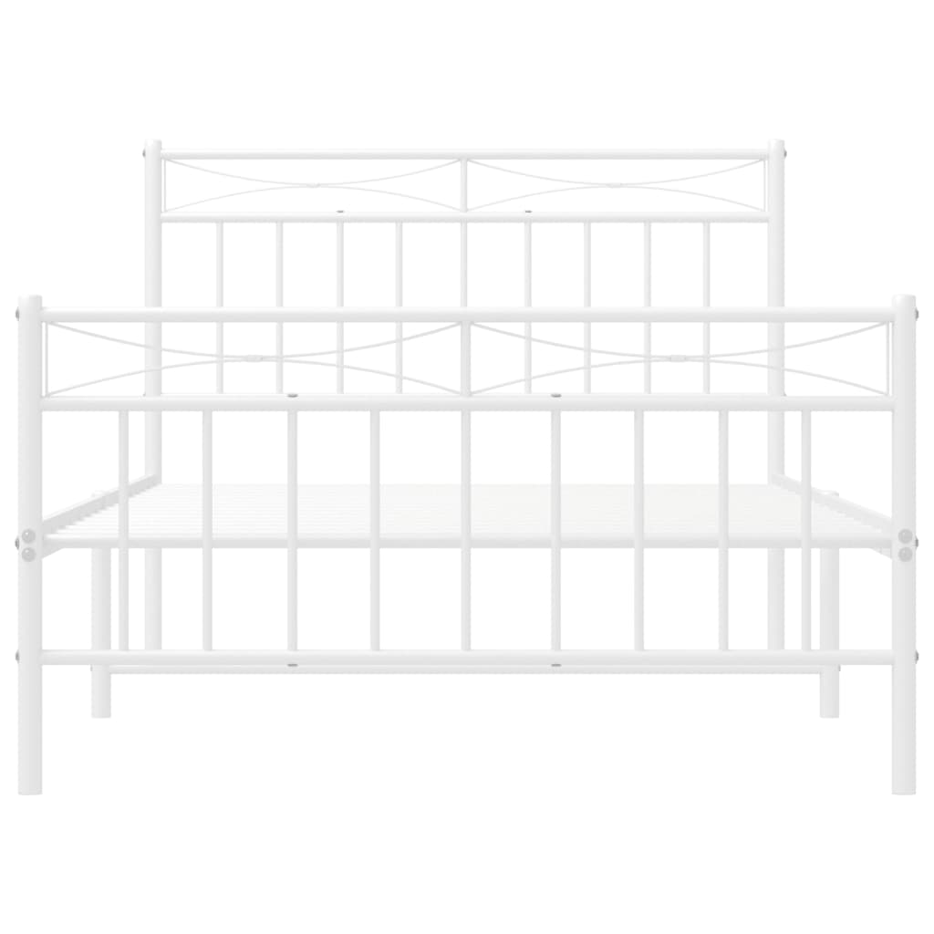 Metal Bed Frame without Mattress with Footboard White 107x203 cm King Single