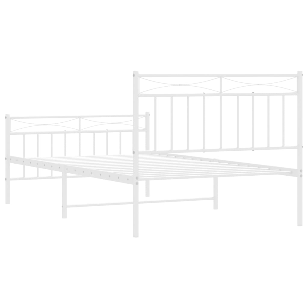 Metal Bed Frame without Mattress with Footboard White 107x203 cm King Single
