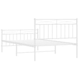 Metal Bed Frame without Mattress with Footboard White 107x203 cm King Single