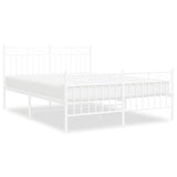 Metal Bed Frame without Mattress with Footboard White 135x190 cm - Front View