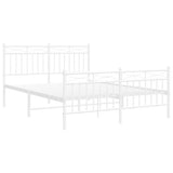 Metal Bed Frame without Mattress with Footboard White 135x190 cm