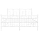 Metal Bed Frame without Mattress with Footboard White 135x190 cm