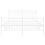 Metal Bed Frame without Mattress with Footboard White 135x190 cm - Rear View