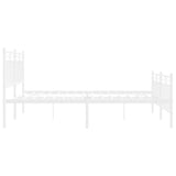 Metal Bed Frame without Mattress with Footboard White 135x190 cm