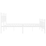 Metal Bed Frame without Mattress with Footboard White 135x190 cm - Close-Up Angle