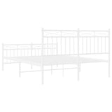 Metal Bed Frame without Mattress with Footboard White 135x190 cm