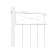 Metal Bed Frame without Mattress with Footboard White 135x190 cm - Extra Image