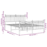 Metal Bed Frame without Mattress with Footboard White 135x190 cm