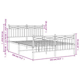 Metal Bed Frame without Mattress with Footboard White 135x190 cm - Extra Image