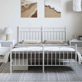 Metal Bed Frame without Mattress with Footboard White 150x200 cm - Side View