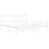 Metal Bed Frame without Mattress with Footboard White 150x200 cm - 45-Degree Angle