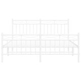 Metal Bed Frame without Mattress with Footboard White 150x200 cm
