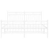 Metal Bed Frame without Mattress with Footboard White 150x200 cm - Rear View