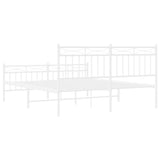 Metal Bed Frame without Mattress with Footboard White 150x200 cm