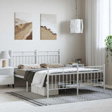 Metal Bed Frame without Mattress with Footboard White 150x200 cm