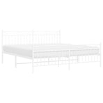 Metal Bed Frame without Mattress with Footboard White 183x203 cm King