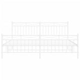 Metal Bed Frame without Mattress with Footboard White 183x203 cm King - 45-Degree Angle