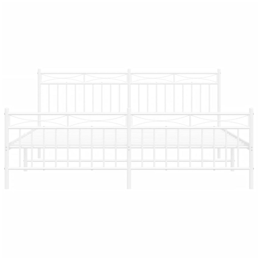 Metal Bed Frame without Mattress with Footboard White 183x203 cm King