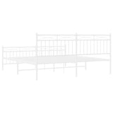 Metal Bed Frame without Mattress with Footboard White 183x203 cm King