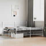 Metal Bed Frame without Mattress with Footboard White 183x203 cm King