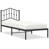 Metal Bed Frame without Mattress with Headboard Black 90x190 cm
