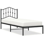 Metal Bed Frame without Mattress with Headboard Black 90x190 cm