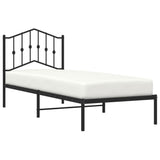 Metal Bed Frame without Mattress with Headboard Black 90x190 cm - Side View